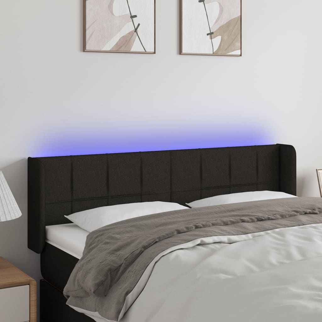 LED uzglavlje crno 147x16x78/88 cm od tkanine