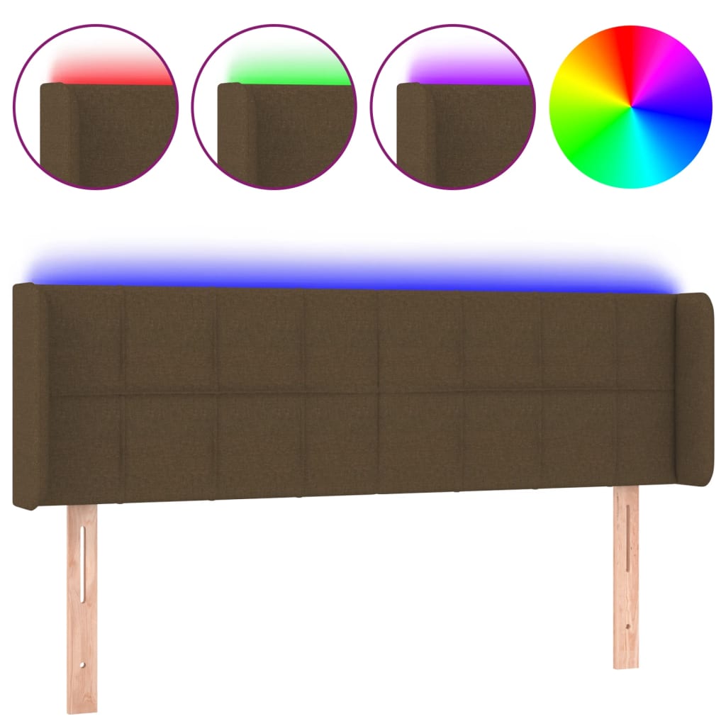 LED uzglavlje tamnosmeđe 147x16x78/88 cm od tkanine
