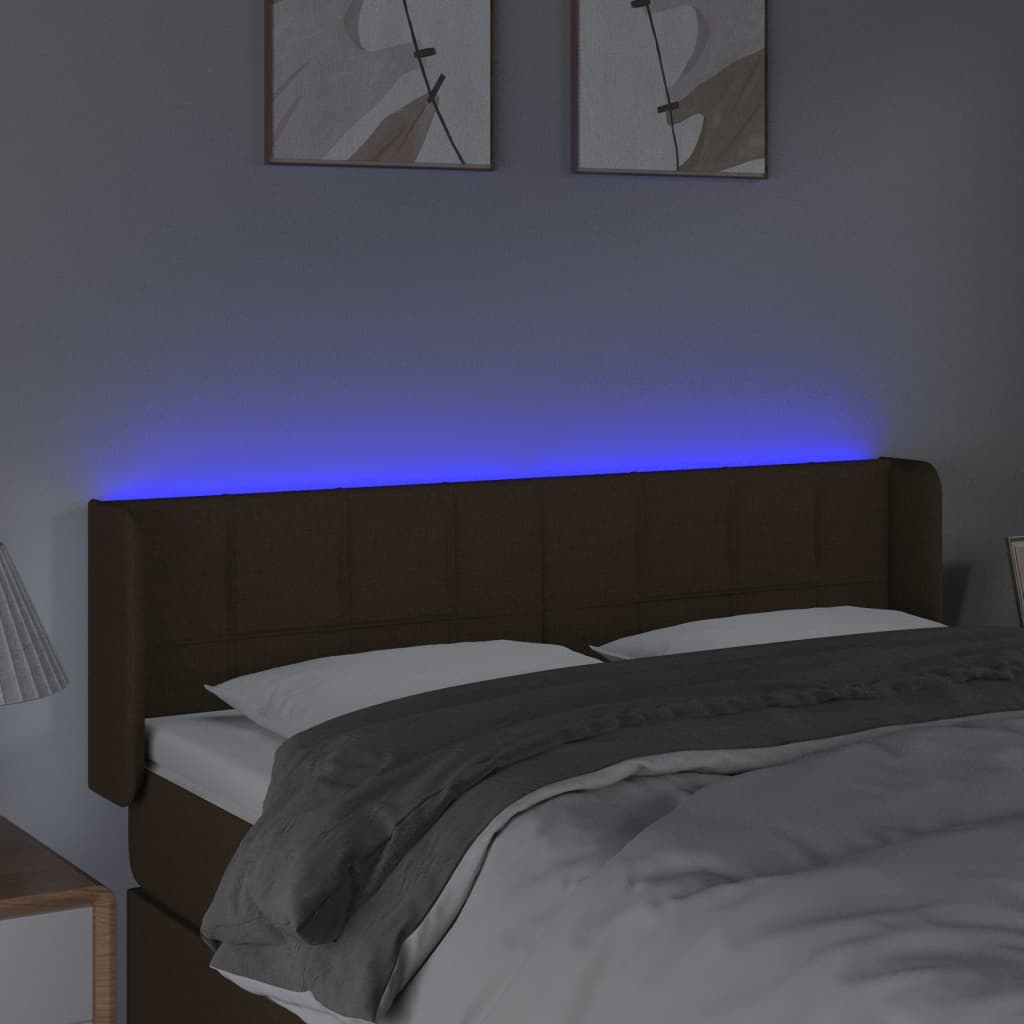 LED uzglavlje tamnosmeđe 147x16x78/88 cm od tkanine