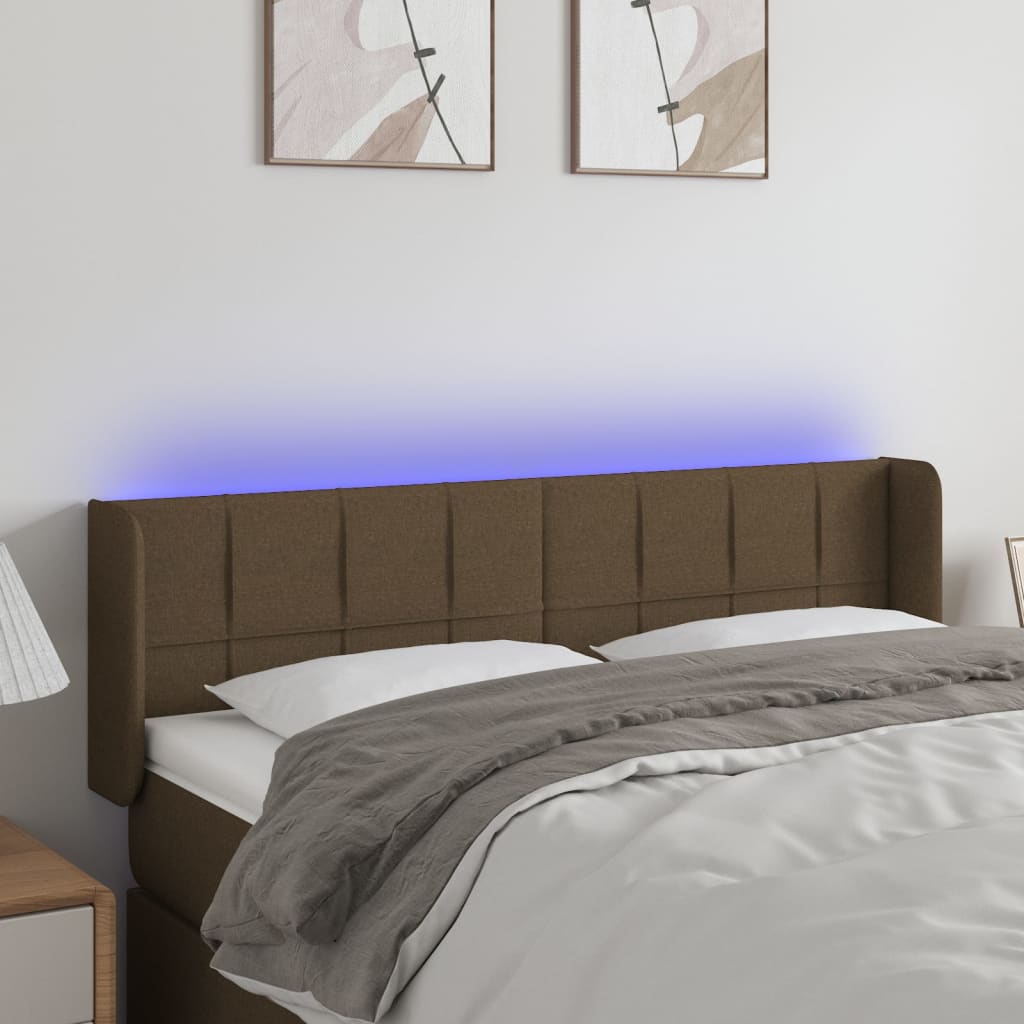 LED uzglavlje tamnosmeđe 147x16x78/88 cm od tkanine