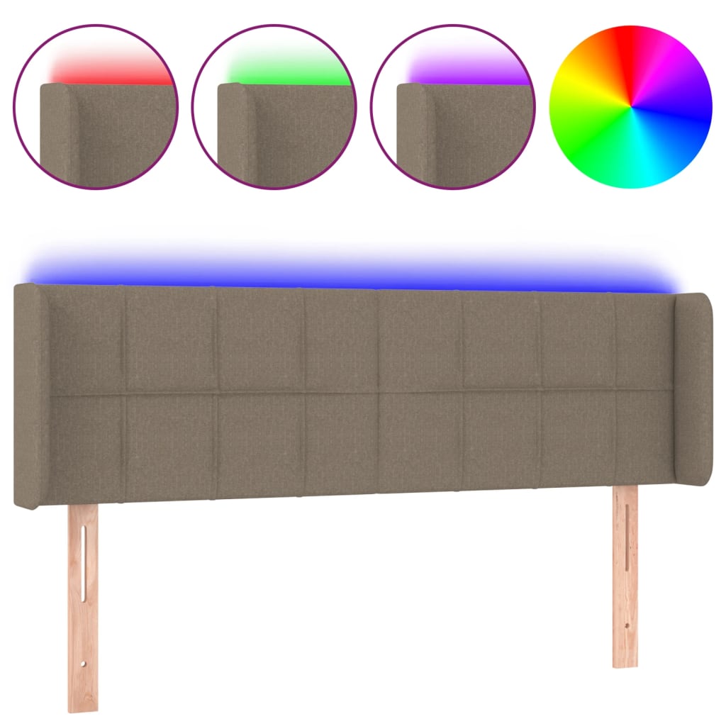 LED uzglavlje smeđesivo 147x16x78/88 cm od tkanine