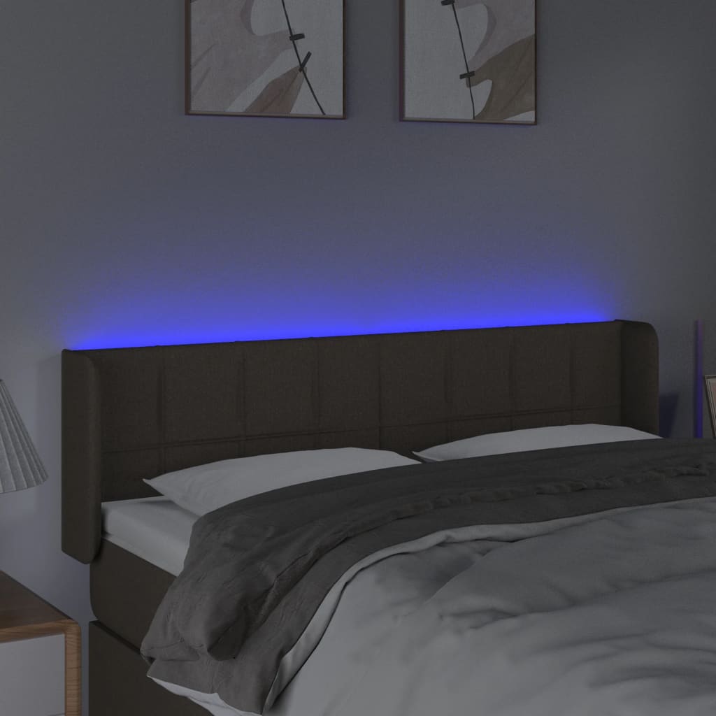 LED uzglavlje smeđesivo 147x16x78/88 cm od tkanine