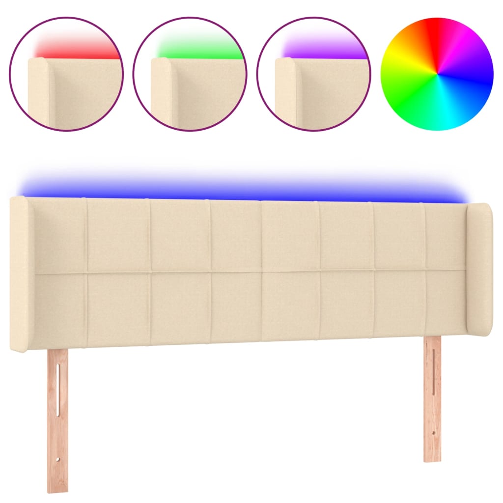 LED uzglavlje krem 147x16x78/88 cm od tkanine