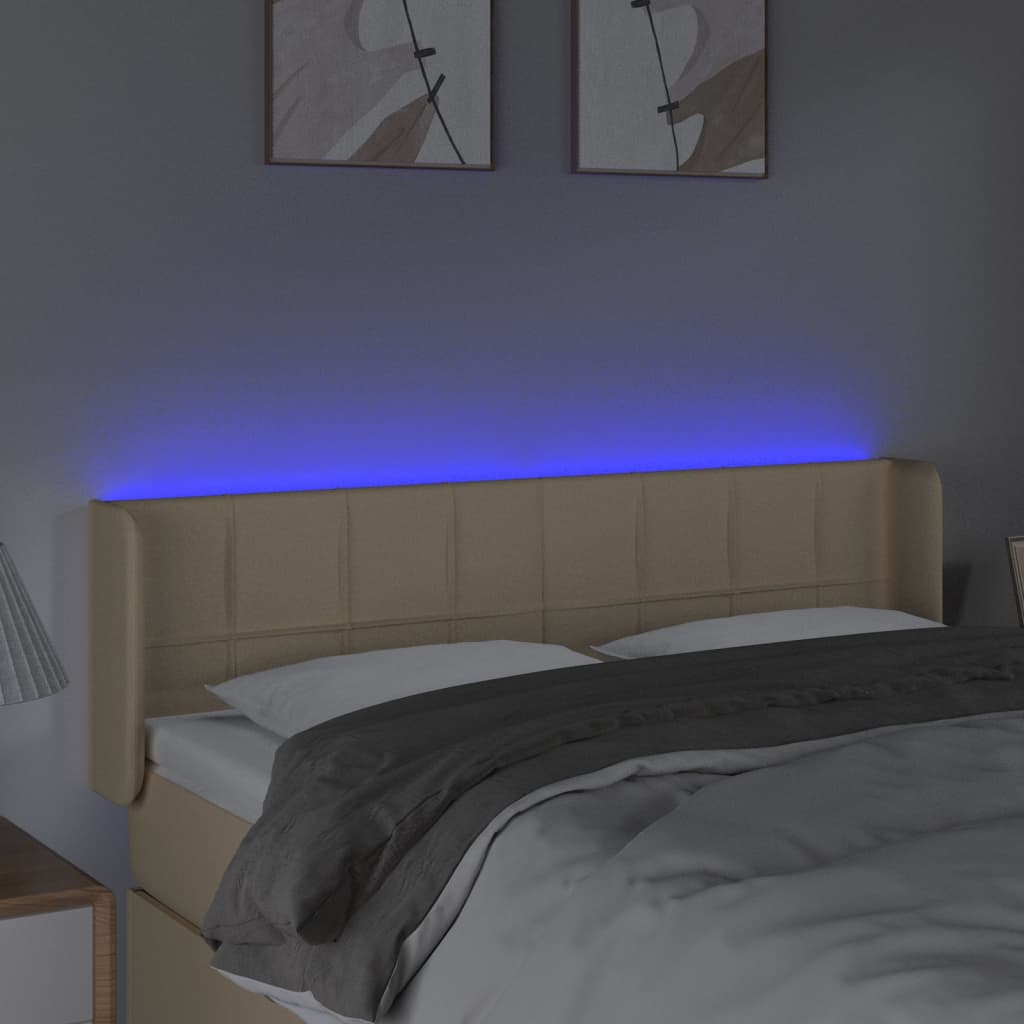 LED uzglavlje krem 147x16x78/88 cm od tkanine