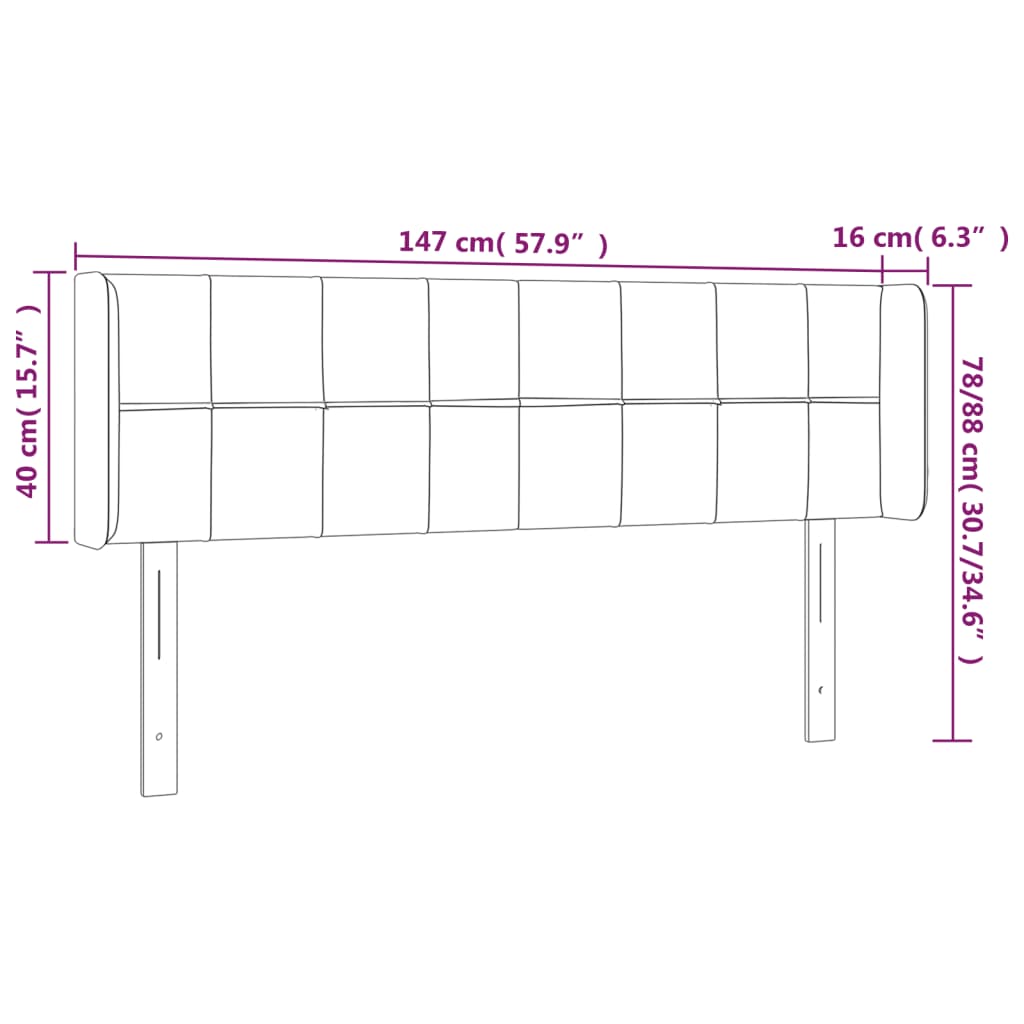 LED uzglavlje krem 147x16x78/88 cm od tkanine
