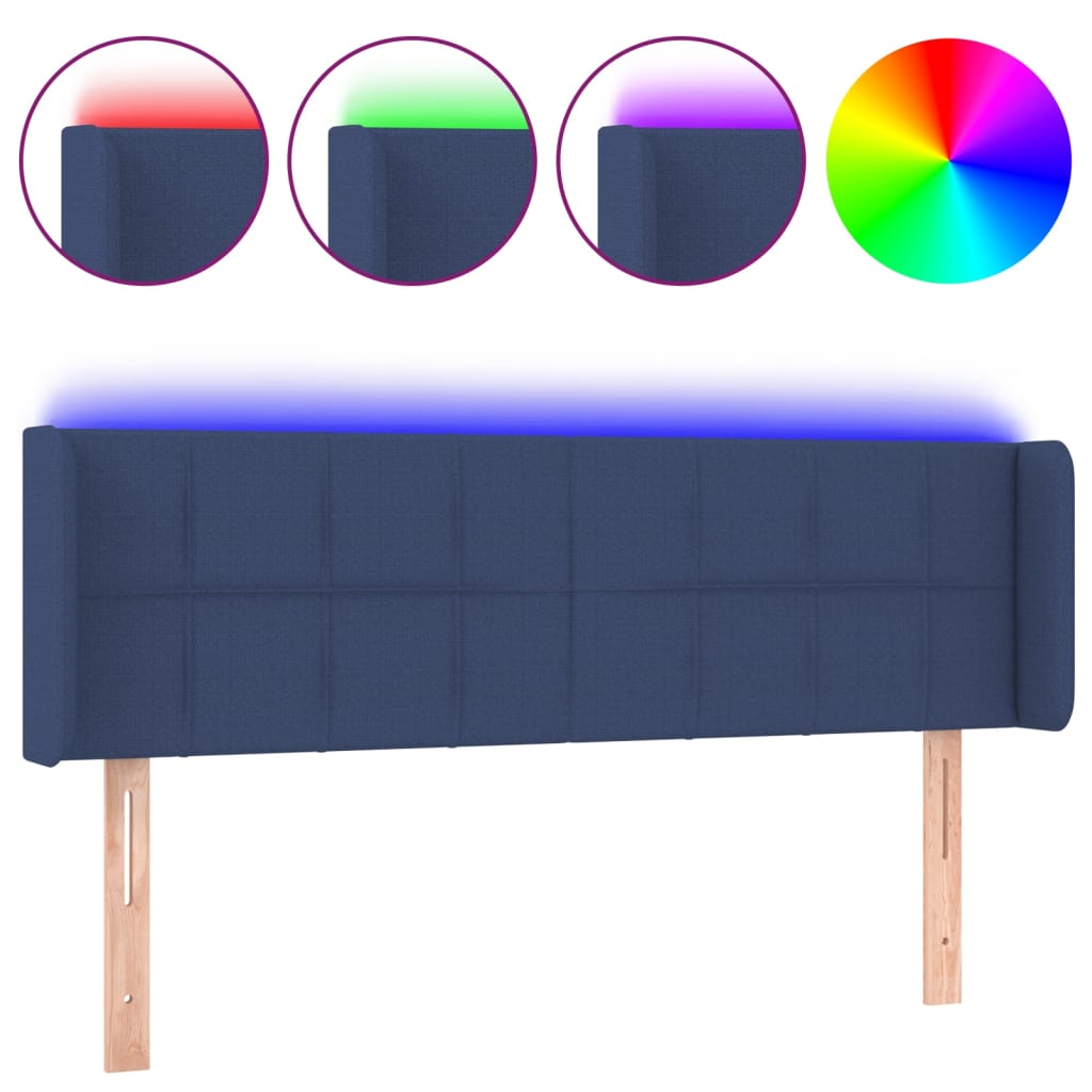 LED uzglavlje plavo 147x16x78/88 cm od tkanine