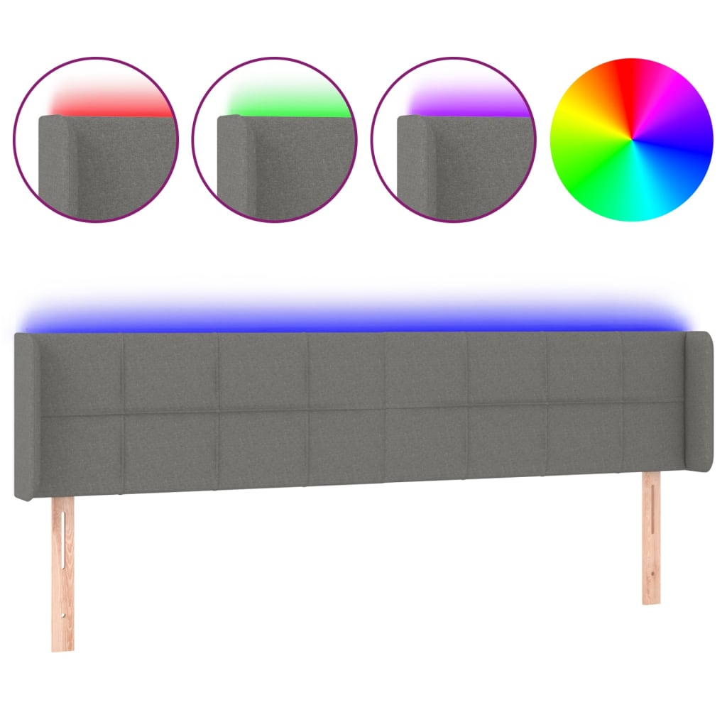 LED uzglavlje tamnosivo 183x16x78/88 cm od tkanine