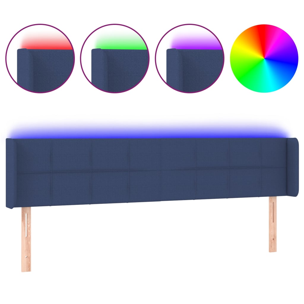 LED uzglavlje plavo 183x16x78/88 cm od tkanine
