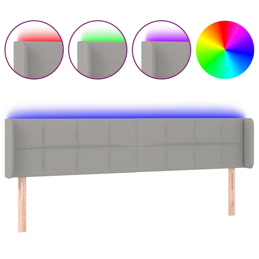 LED uzglavlje svjetlosivo 203x16x78/88 cm od tkanine