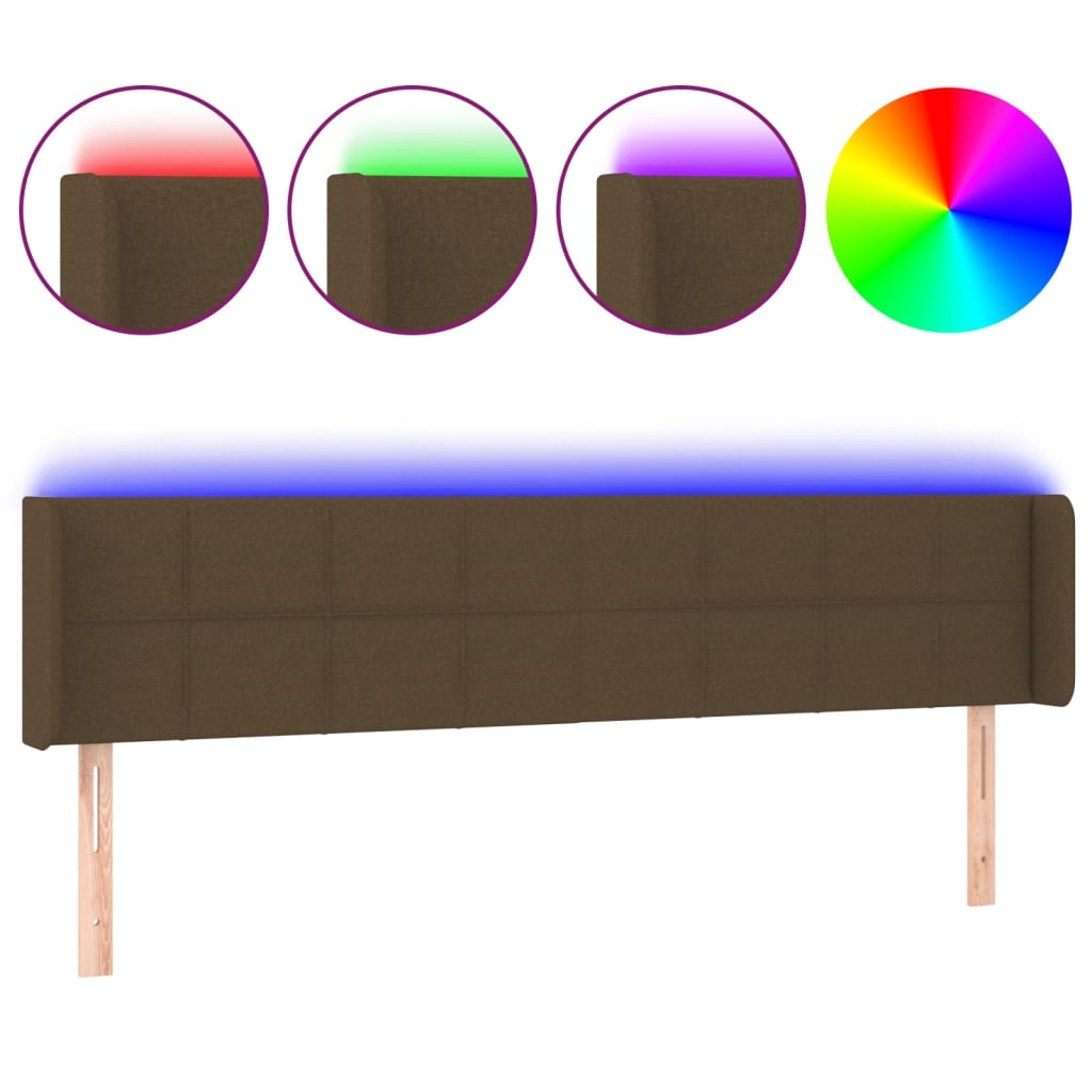 LED uzglavlje tamnosmeđe 203x16x78/88 cm od tkanine