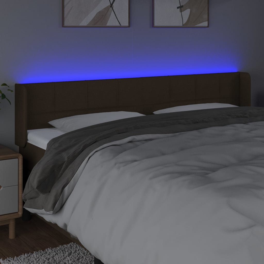 LED uzglavlje tamnosmeđe 203x16x78/88 cm od tkanine