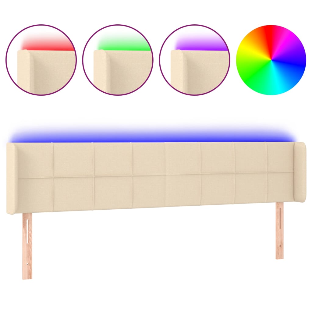 LED uzglavlje krem 203x16x78/88 cm od tkanine