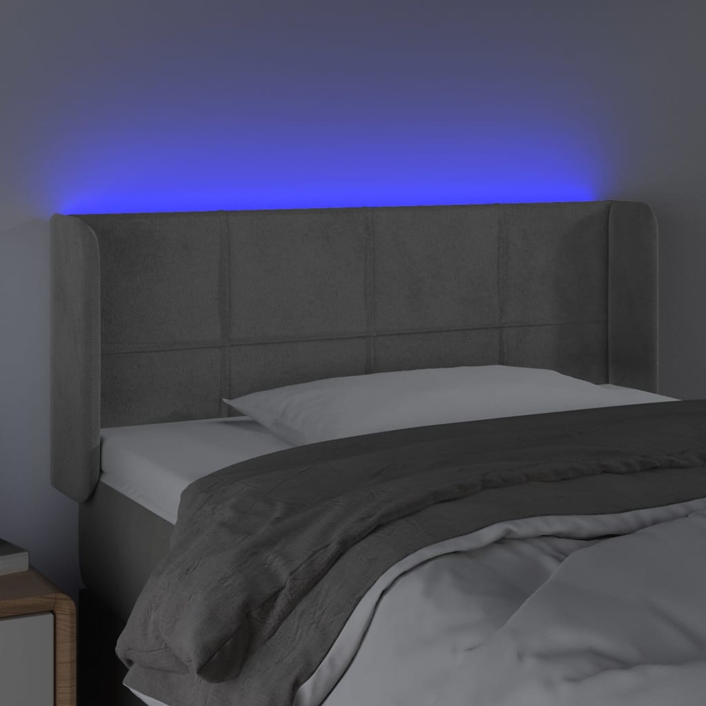 LED uzglavlje svjetlosivo 83x16x78/88 cm baršunasto