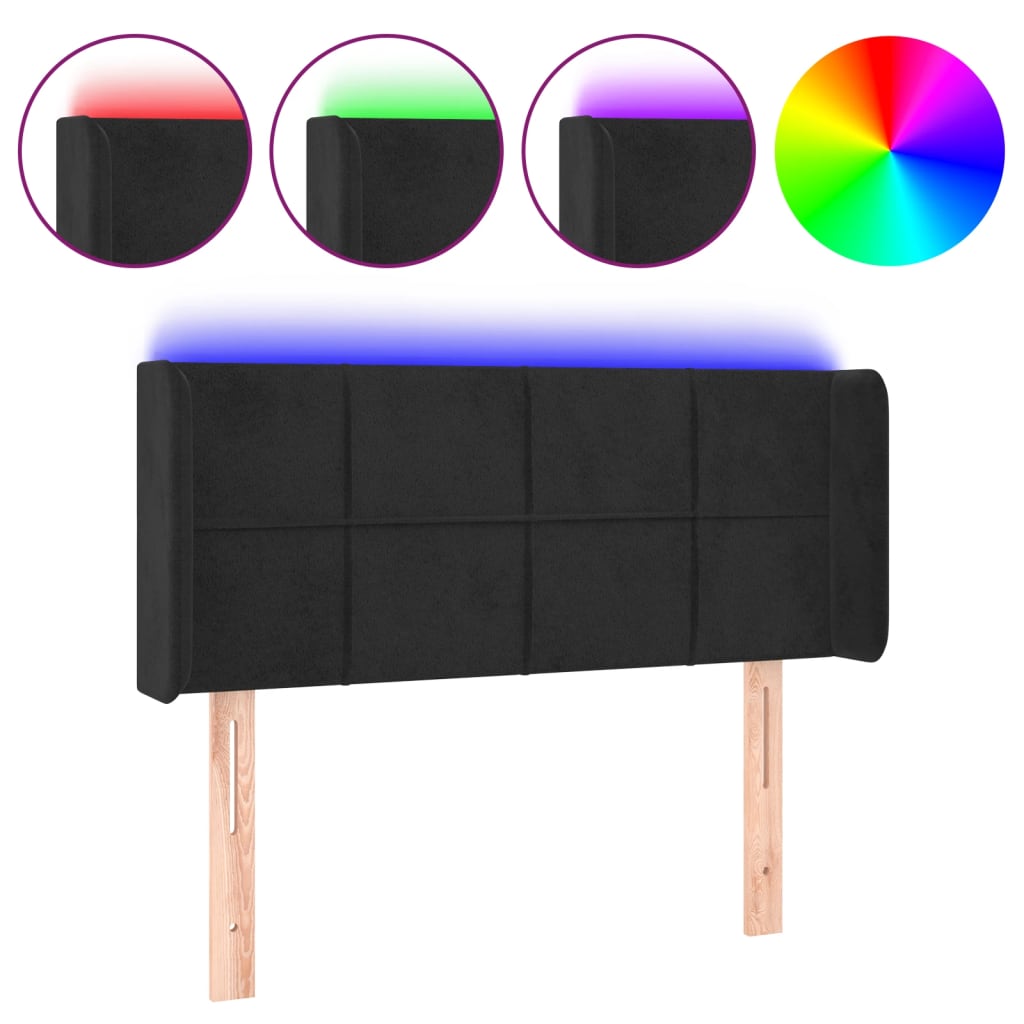 LED uzglavlje crno 83x16x78/88 cm baršunasto