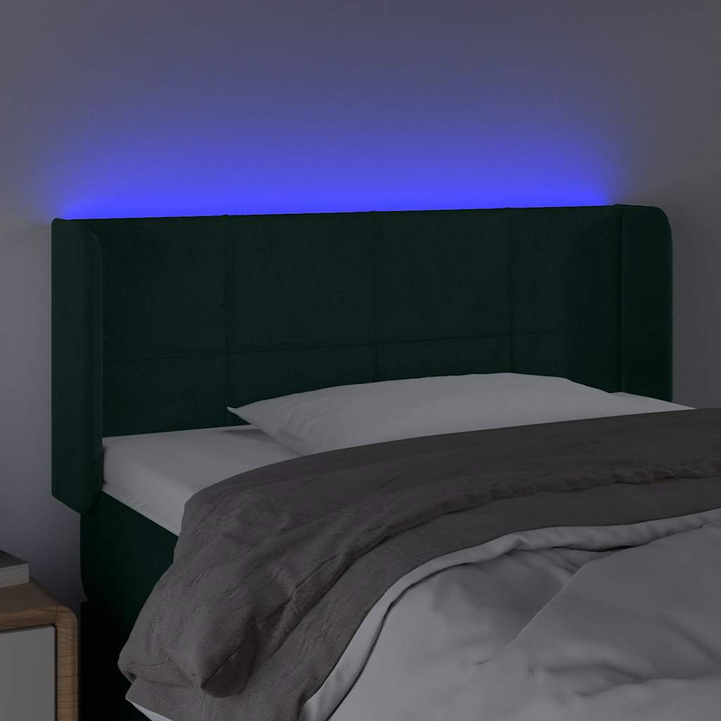 LED uzglavlje tamnozeleno 83x16x78/88 cm baršunasto