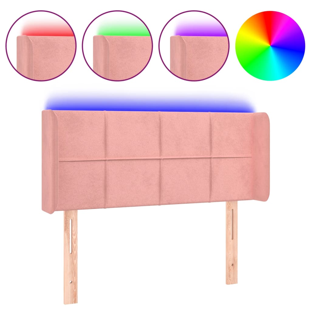 LED uzglavlje ružičasto 83x16x78/88 cm baršunasto