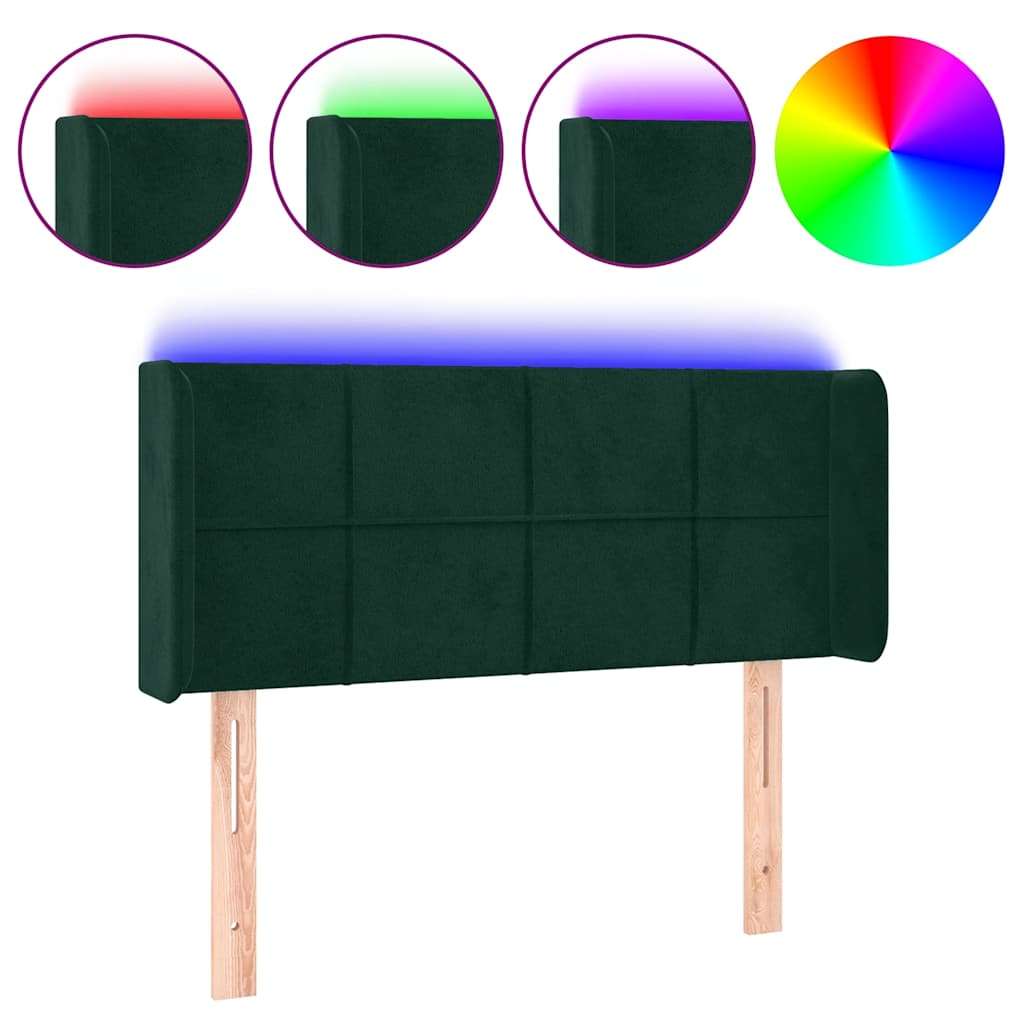 LED uzglavlje tamnozeleno 93x16x78/88 cm baršunasto