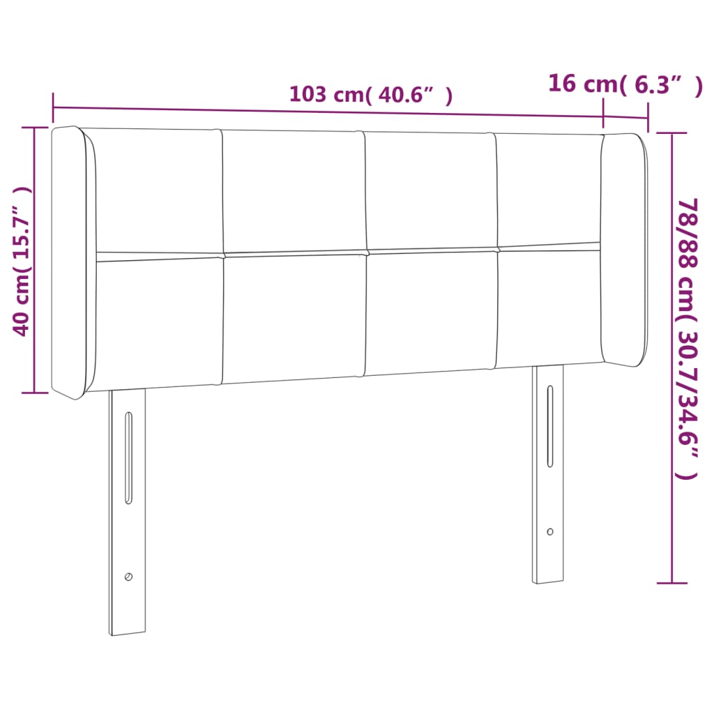 LED uzglavlje tamnosivo 103x16x78/88 cm baršunasto