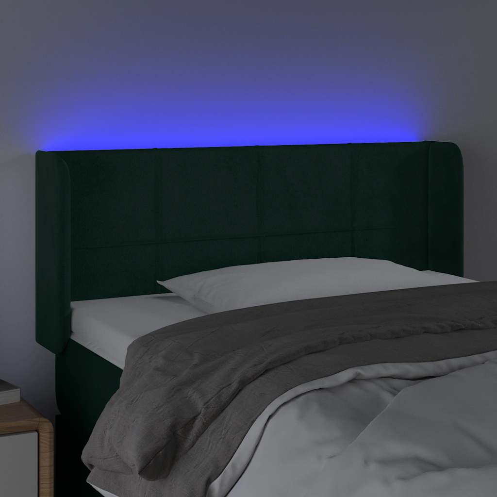 LED uzglavlje tamnozeleno 103x16x78/88 cm baršunasto