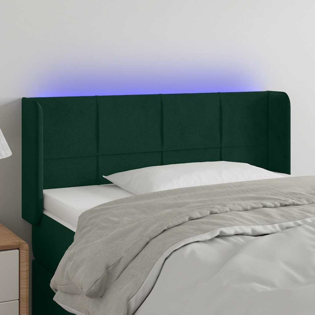 LED uzglavlje tamnozeleno 103x16x78/88 cm baršunasto