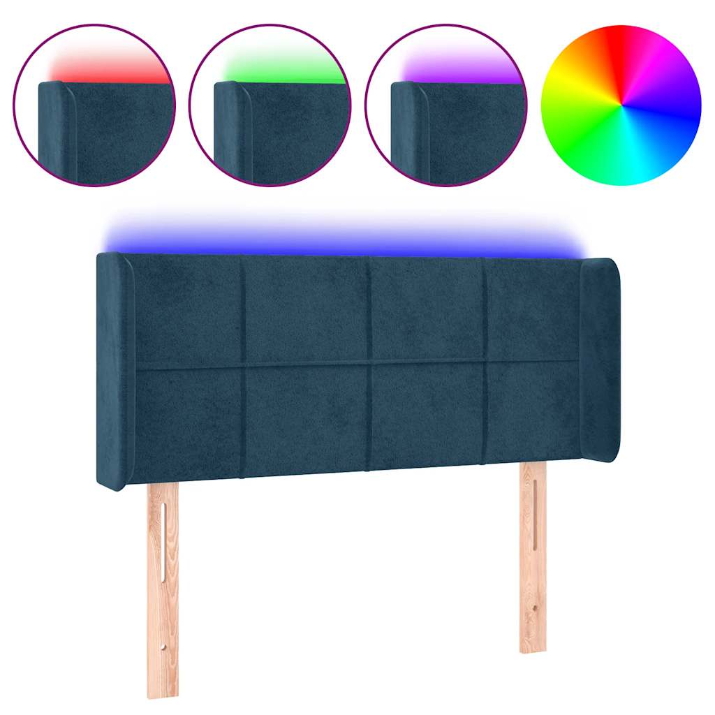 LED uzglavlje tamnoplavo 103x16x78/88 cm baršunasto