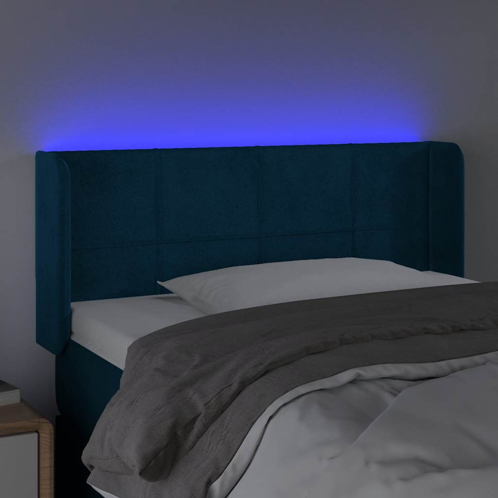 LED uzglavlje tamnoplavo 103x16x78/88 cm baršunasto