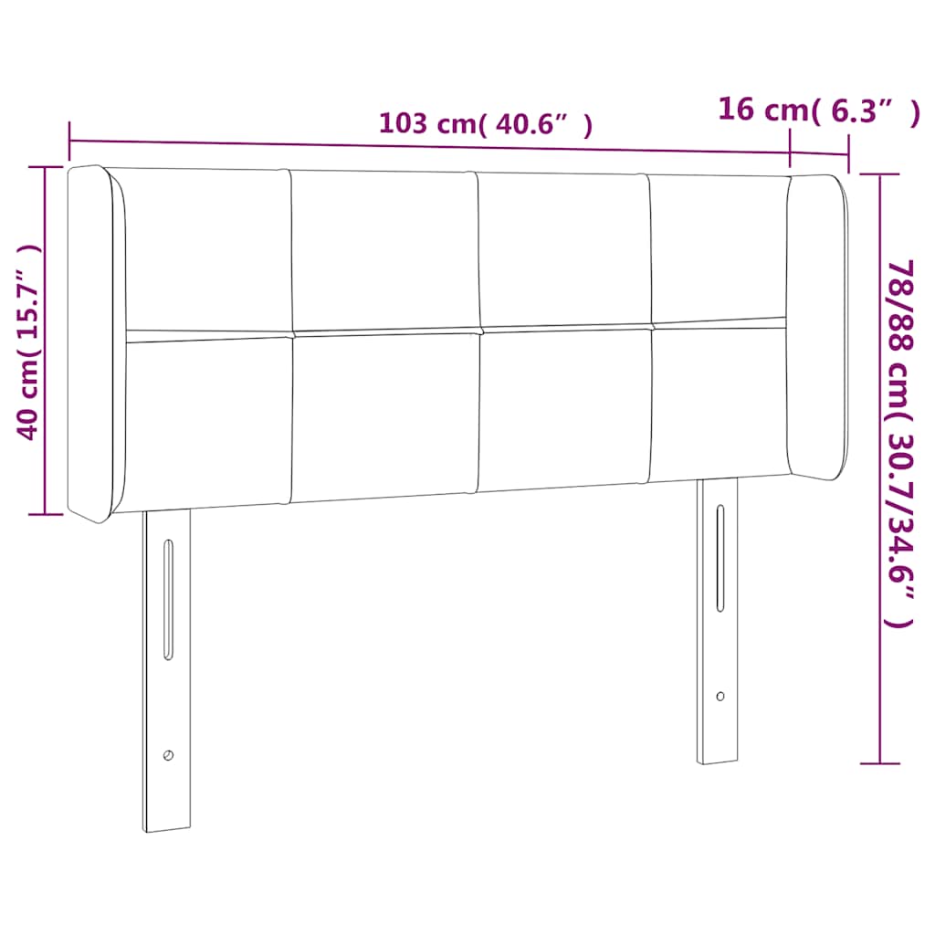 LED uzglavlje tamnoplavo 103x16x78/88 cm baršunasto