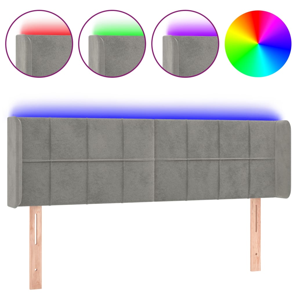 LED uzglavlje svjetlosivo 147x16x78/88 cm baršunasto