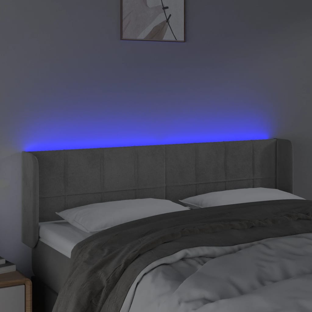 LED uzglavlje svjetlosivo 147x16x78/88 cm baršunasto