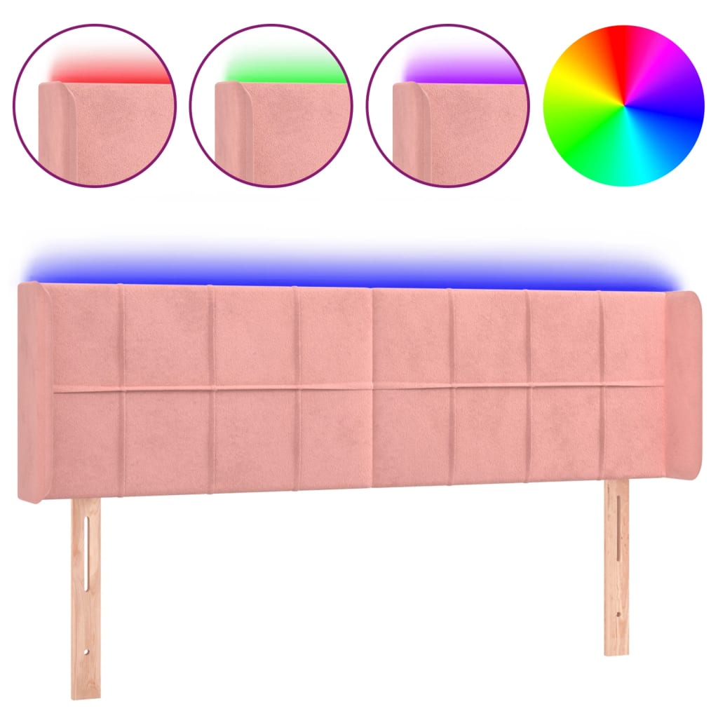 LED uzglavlje ružičasto 147x16x78/88 cm baršunasto