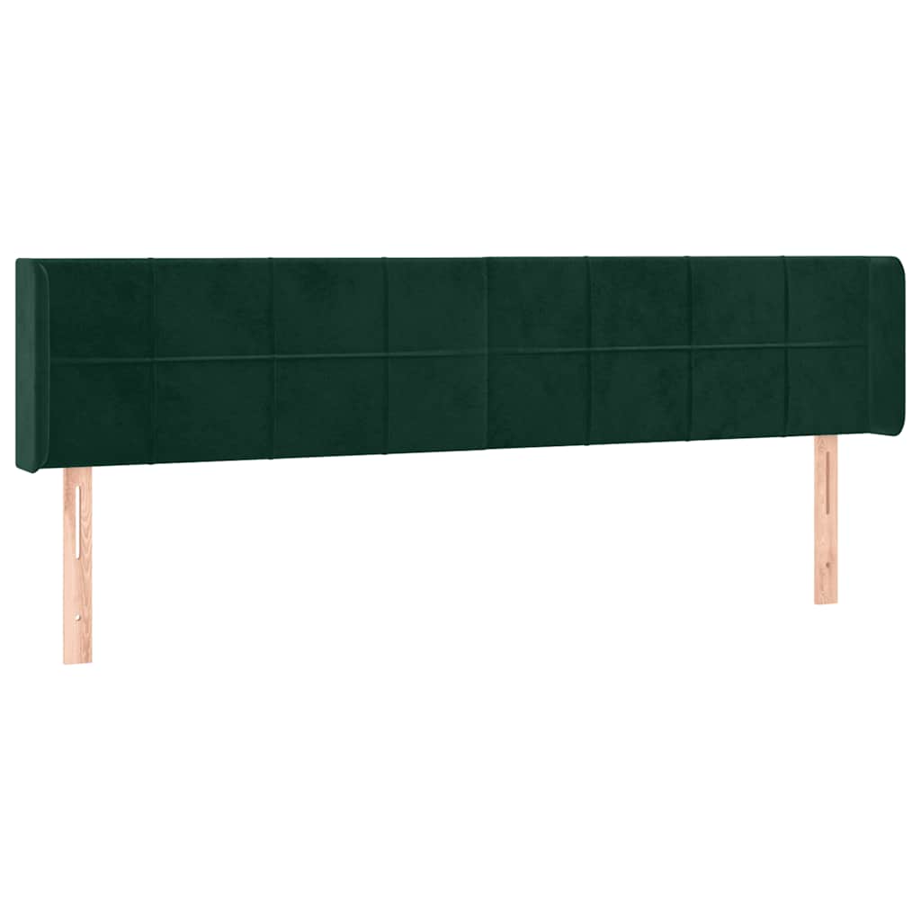 LED uzglavlje tamnozeleno 163x16x78/88 cm baršunasto
