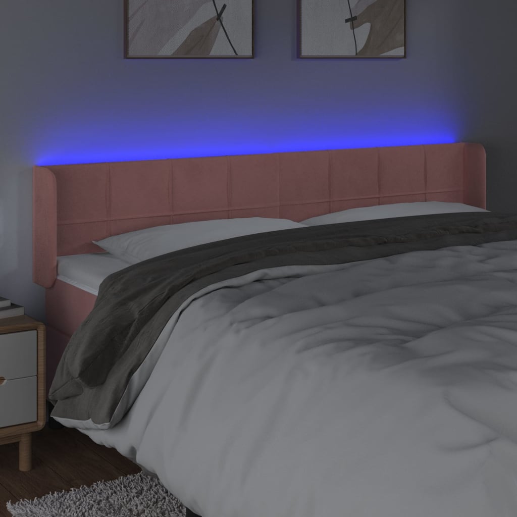 LED uzglavlje ružičasto 163x16x78/88 cm baršunasto