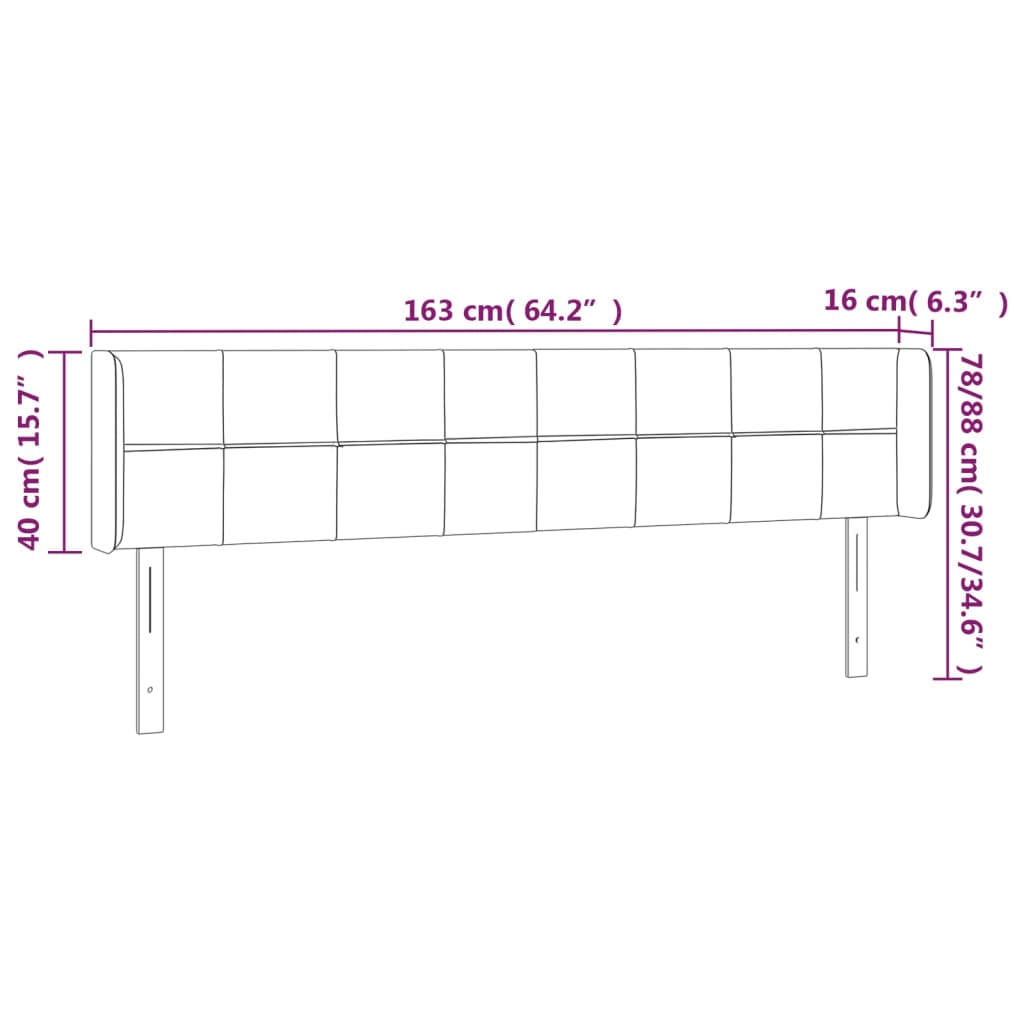 LED uzglavlje ružičasto 163x16x78/88 cm baršunasto