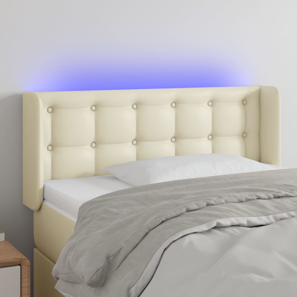 LED uzglavlje krem 93x16x78/88 cm od umjetne kože