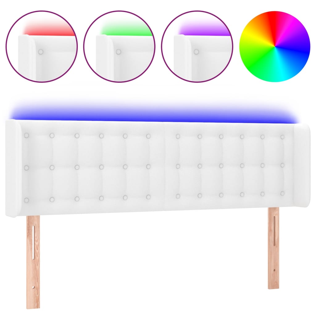 LED uzglavlje bijelo 147x16x78/88 cm od umjetne kože