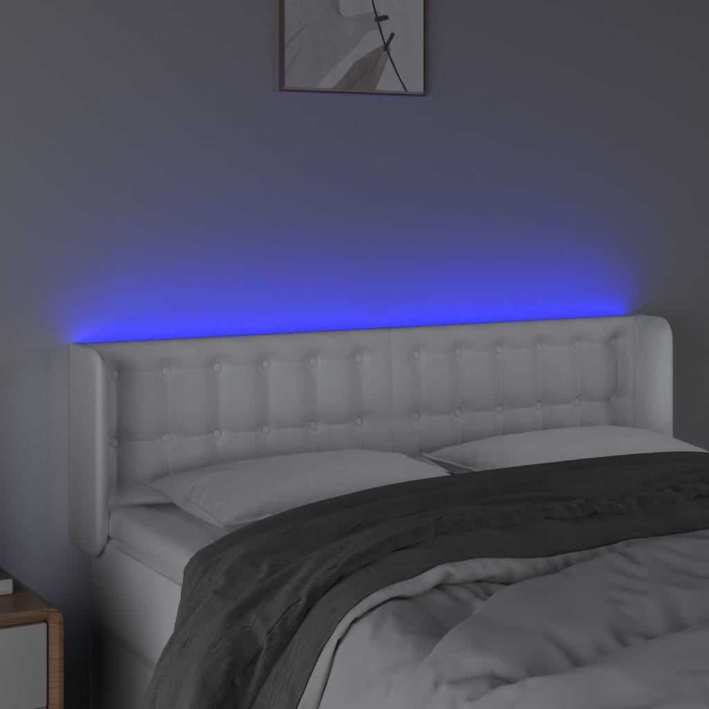 LED uzglavlje bijelo 147x16x78/88 cm od umjetne kože