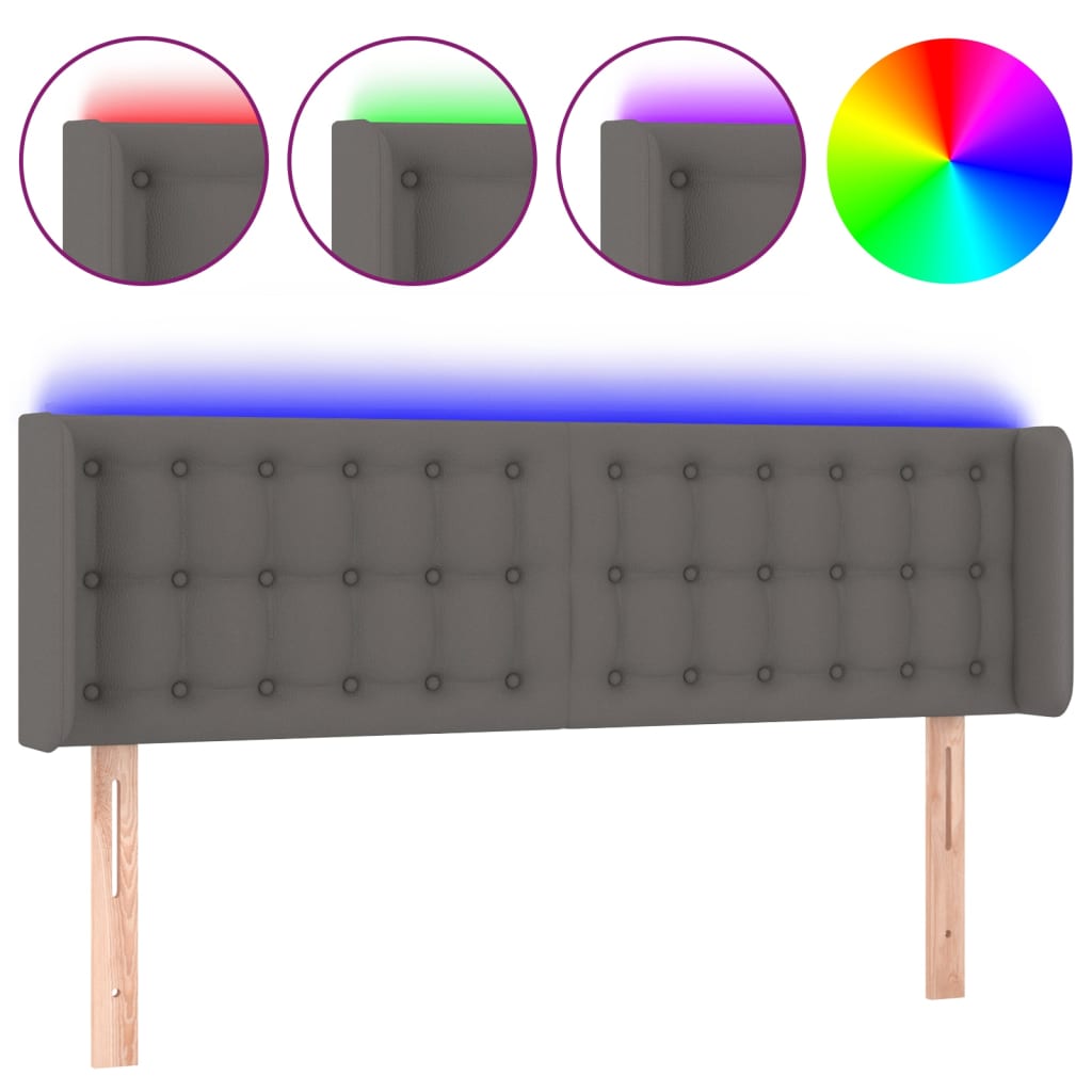 LED uzglavlje sivo 147x16x78/88 cm od umjetne kože