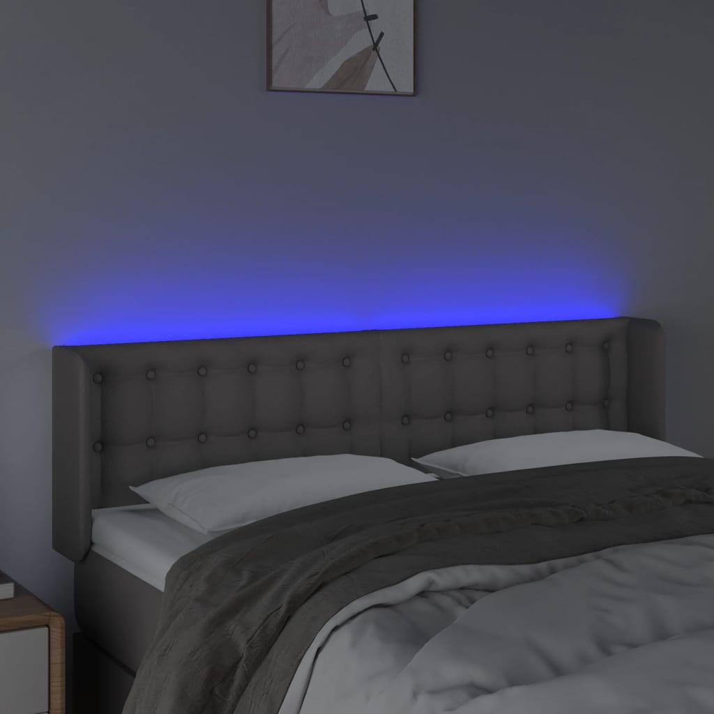 LED uzglavlje sivo 147x16x78/88 cm od umjetne kože