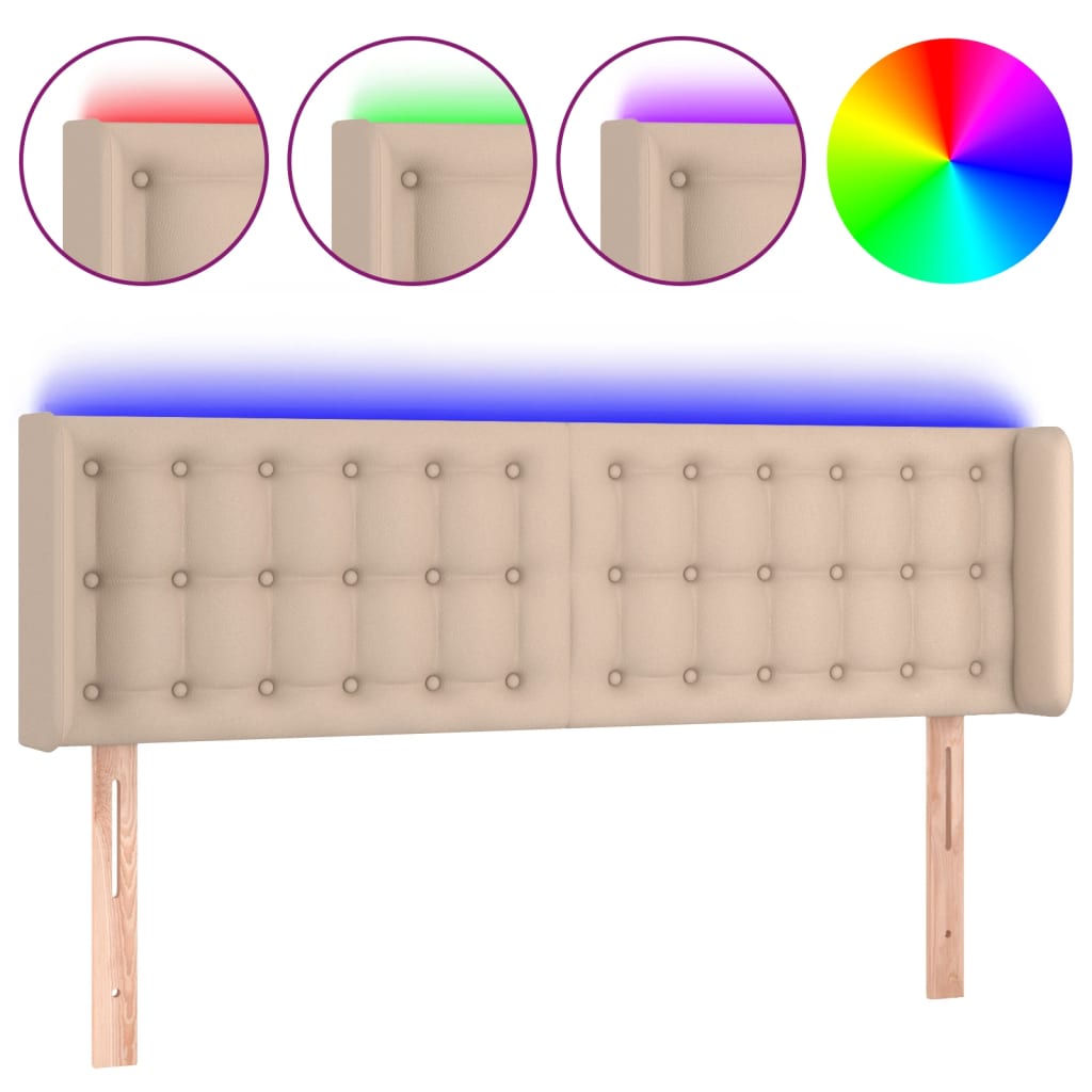 LED uzglavlje boja cappuccina 147x16x78/88 cm od umjetne kože
