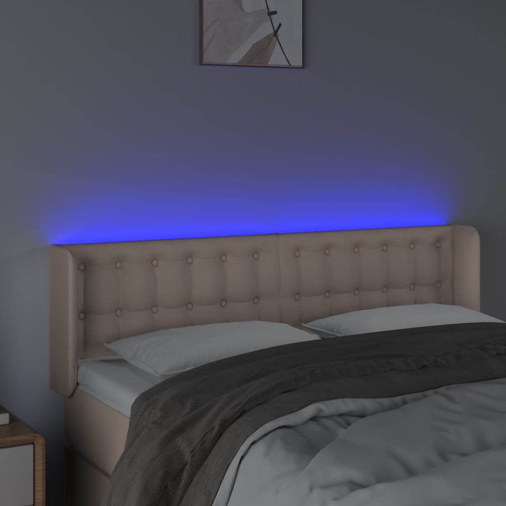 LED uzglavlje boja cappuccina 147x16x78/88 cm od umjetne kože