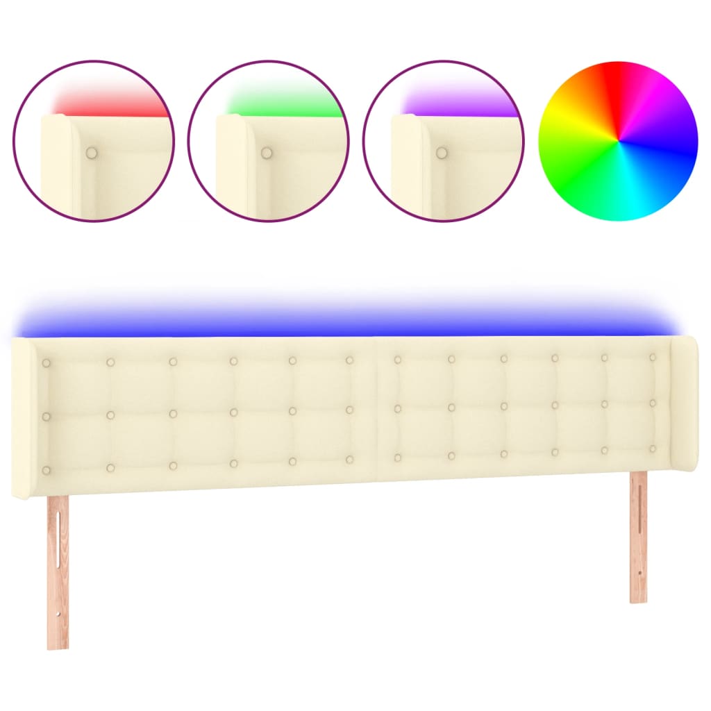 LED uzglavlje krem 163x16x78/88 cm od umjetne kože