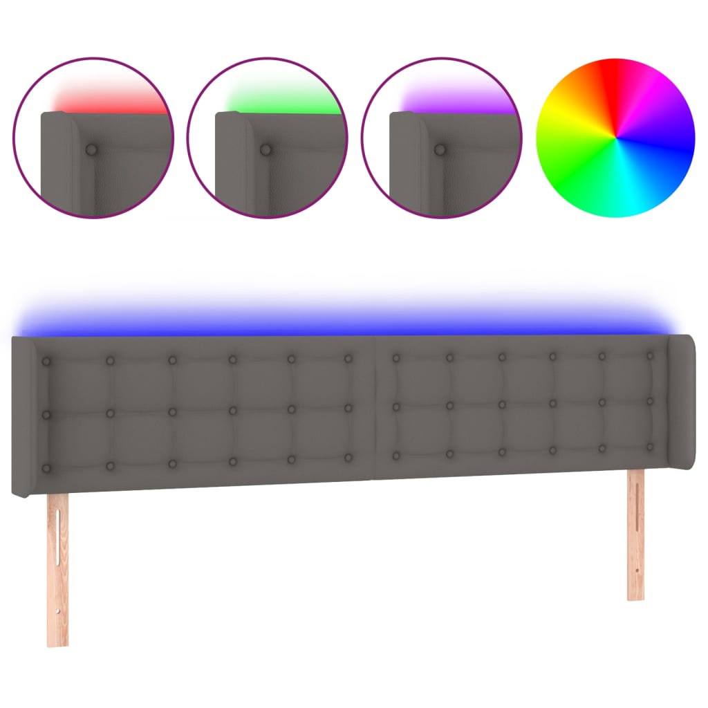 LED uzglavlje sivo 163x16x78/88 cm od umjetne kože