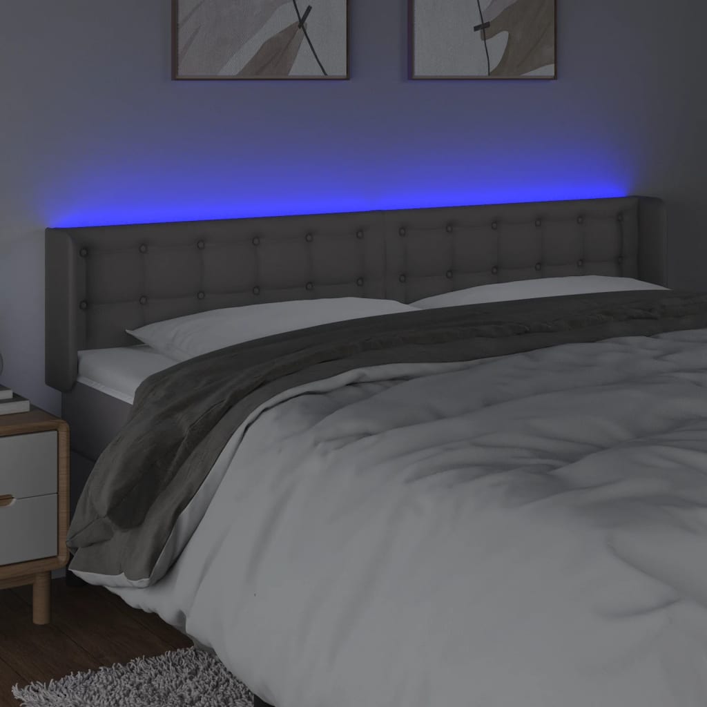 LED uzglavlje sivo 183x16x78/88 cm umjetna koža