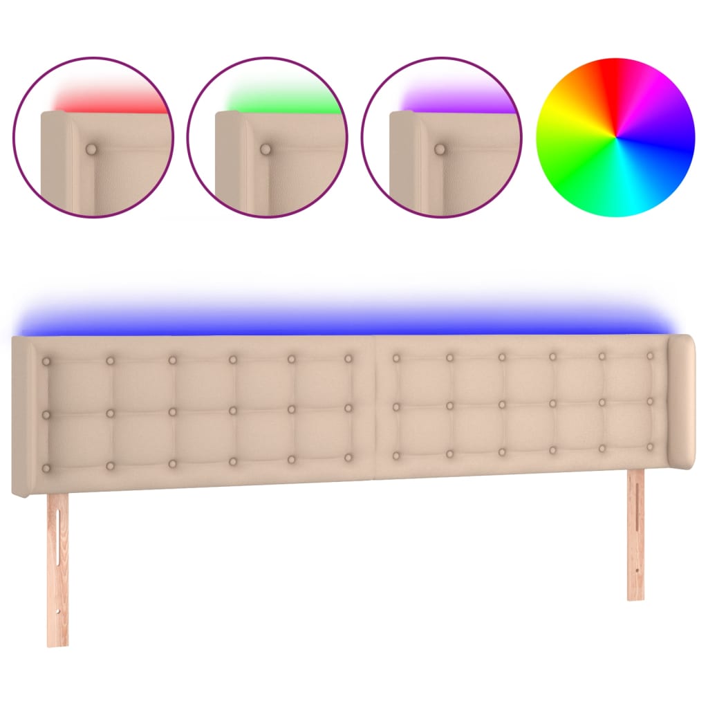 LED uzglavlje boja cappuccina 183x16x78/88 cm od umjetne kože