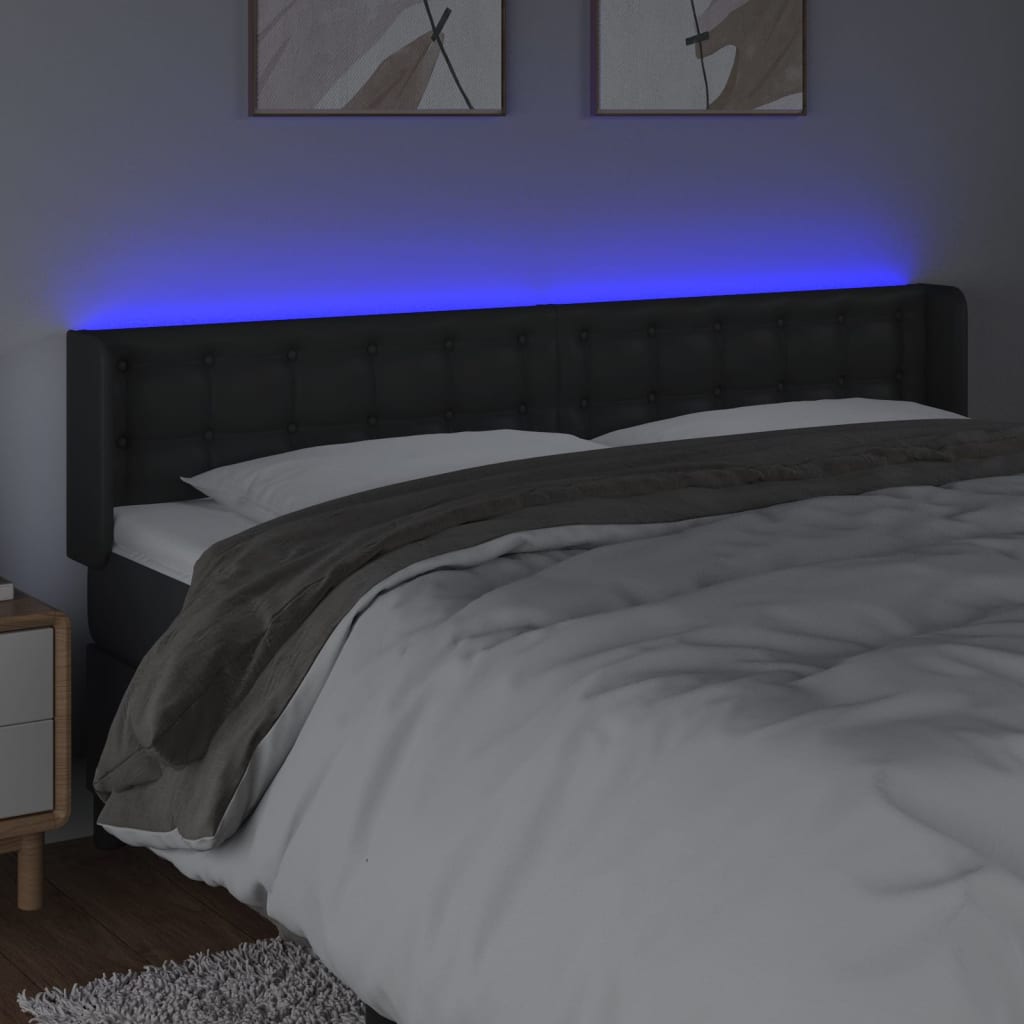 LED uzglavlje crno 203x16x78/88 cm od umjetne kože