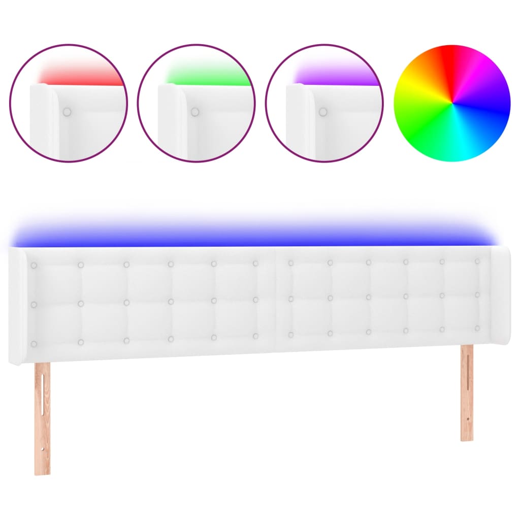 LED uzglavlje bijelo 203x16x78/88 cm od umjetne kože