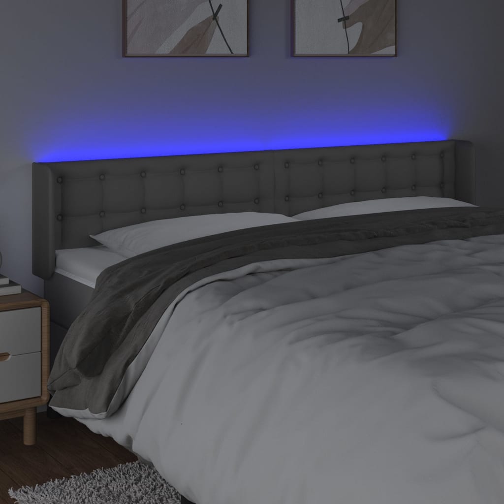 LED uzglavlje sivo 203x16x78/88 cm od umjetne kože