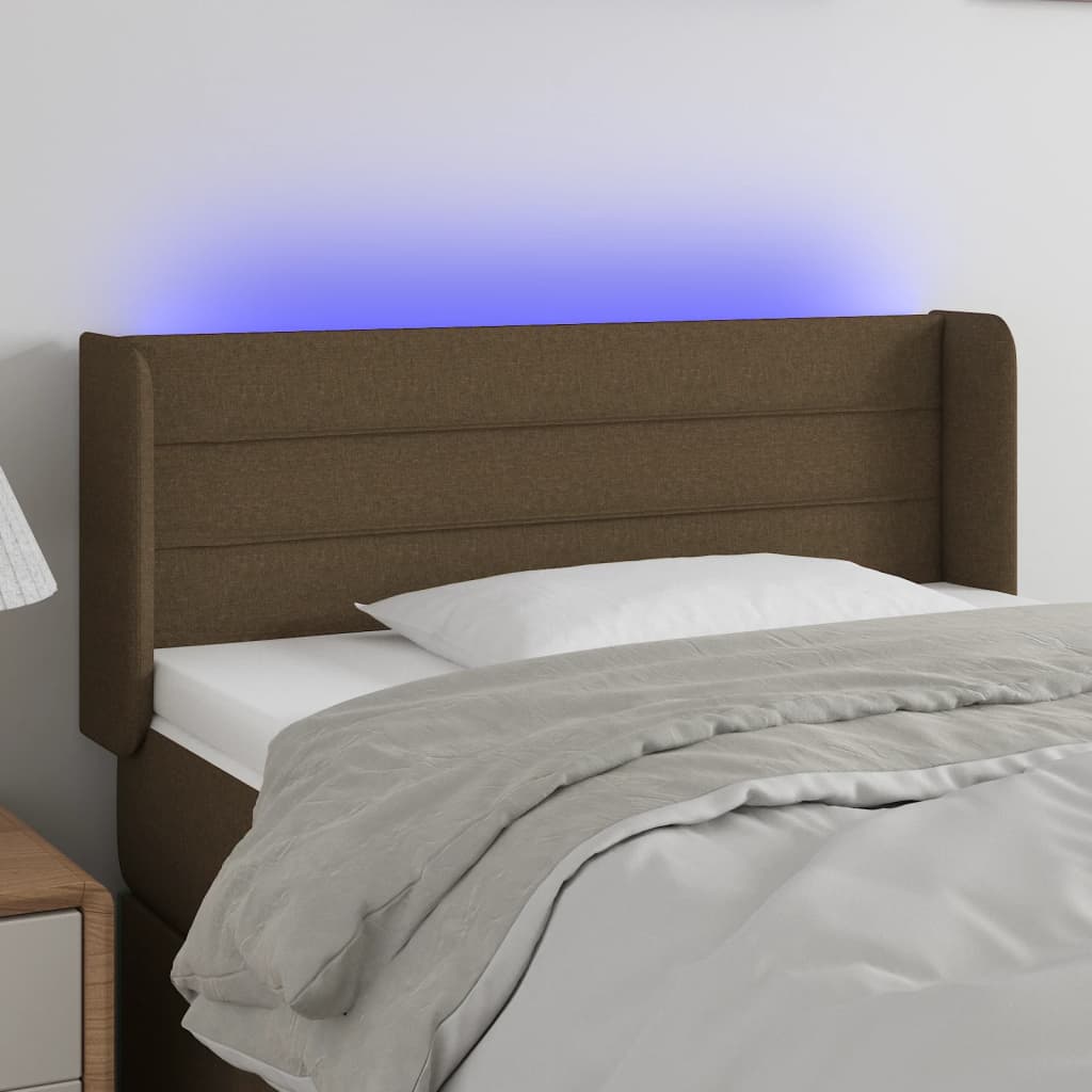 LED uzglavlje tamnosmeđe 93x16x78/88 cm od tkanine