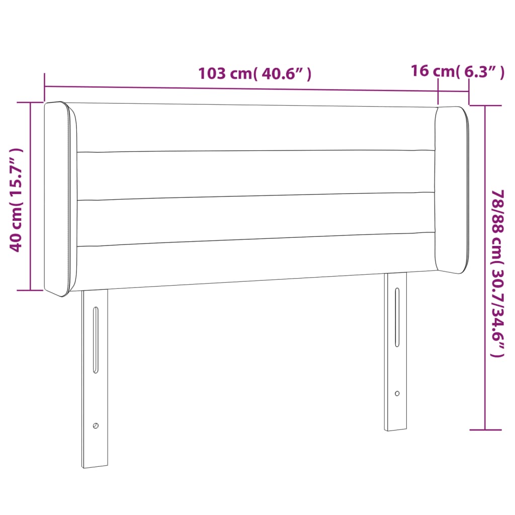 LED uzglavlje crno 103x16x78/88 cm od tkanine