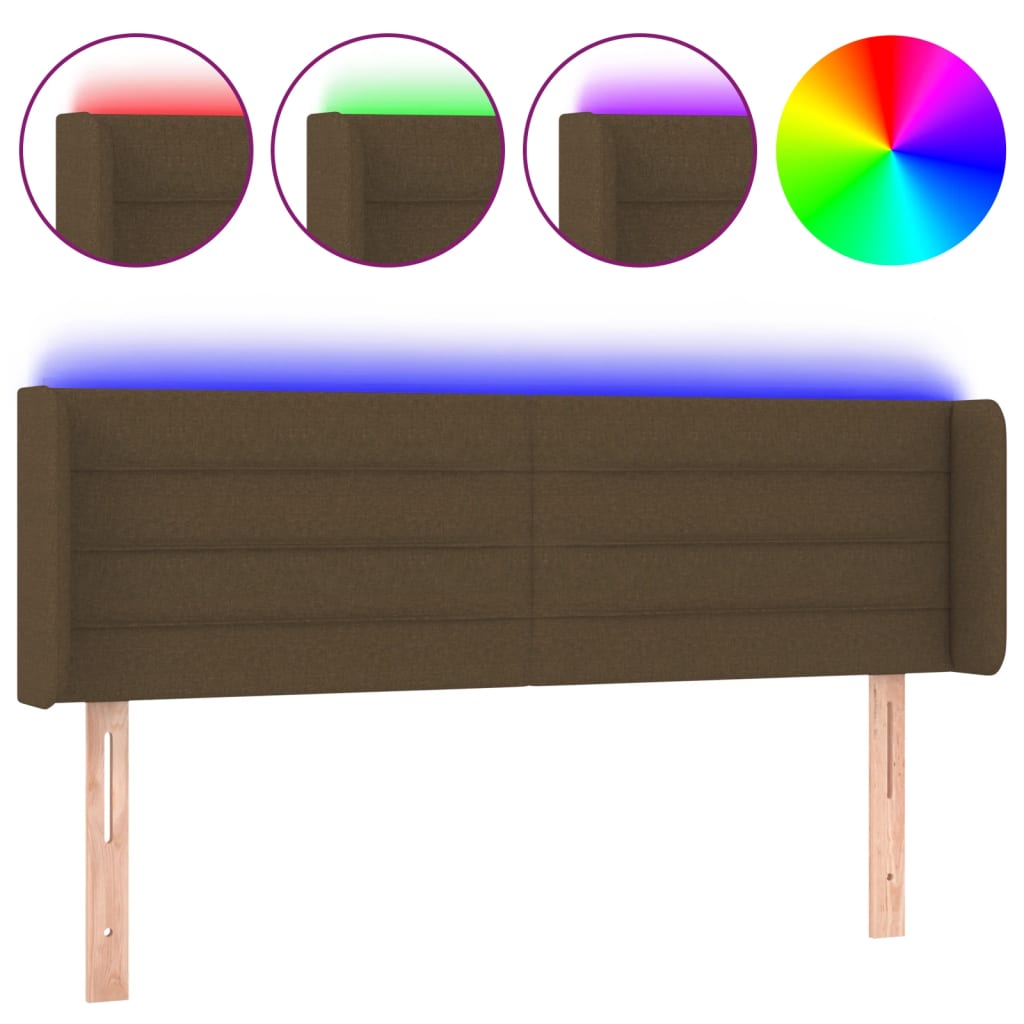 LED uzglavlje tamnosmeđe 147x16x78/88 cm od tkanine